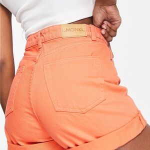 Monki Vibrant Orange Jean Shorts